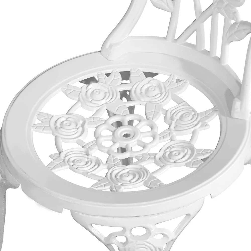 Caspian 2-Seater Chairs Table Aluminium Bistro 3-Piece Outdoor Furniture - White - Nurns