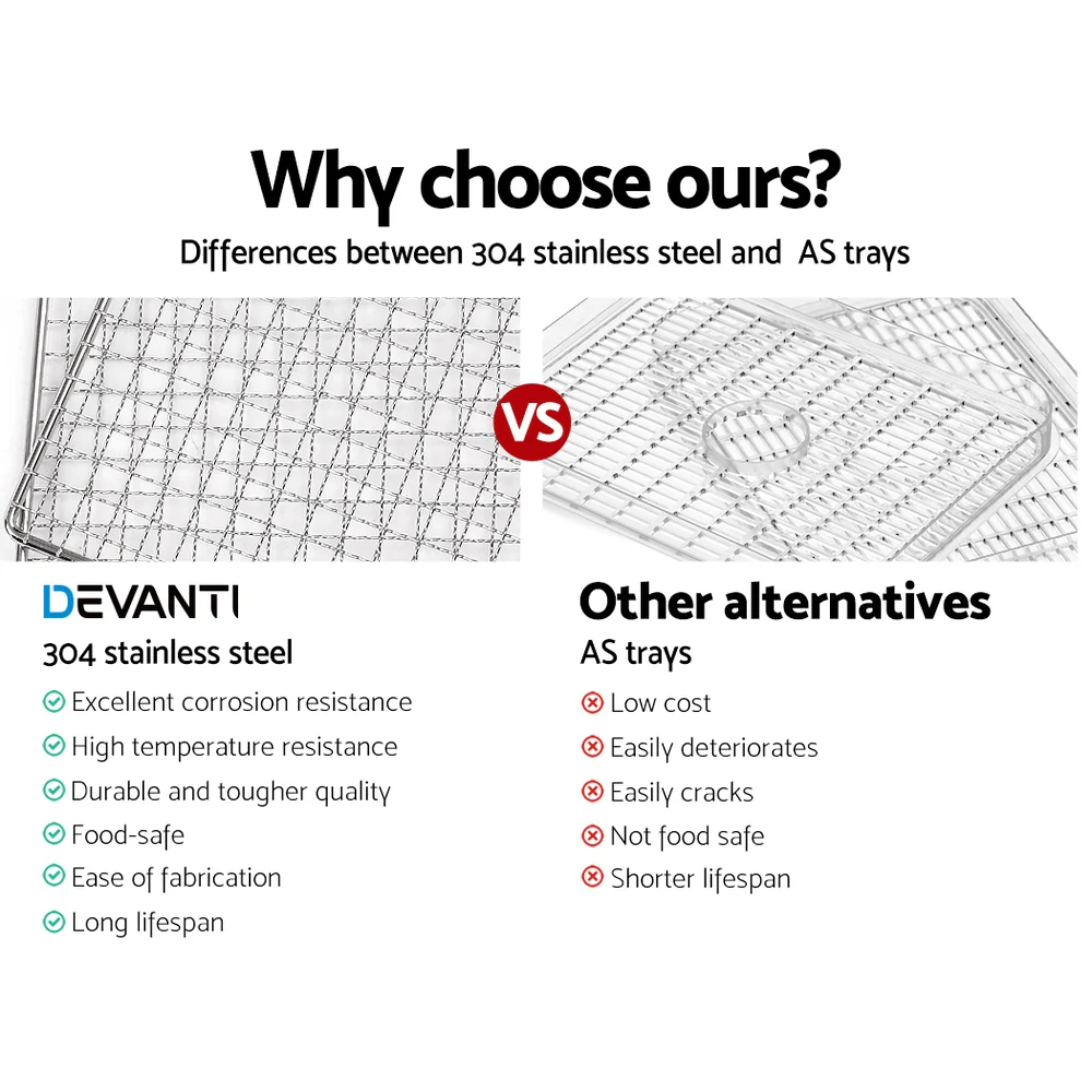 Devanti 6 Trays Food Dehydrator Stainless Steel Tray - Nurns