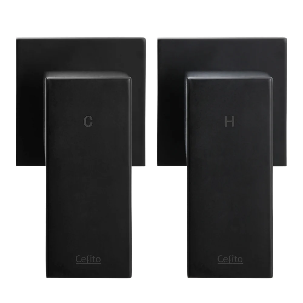 Shower Twins Tap Wall Bath Taps Brass Hot Cold Basin Bathroom Black - Nurns