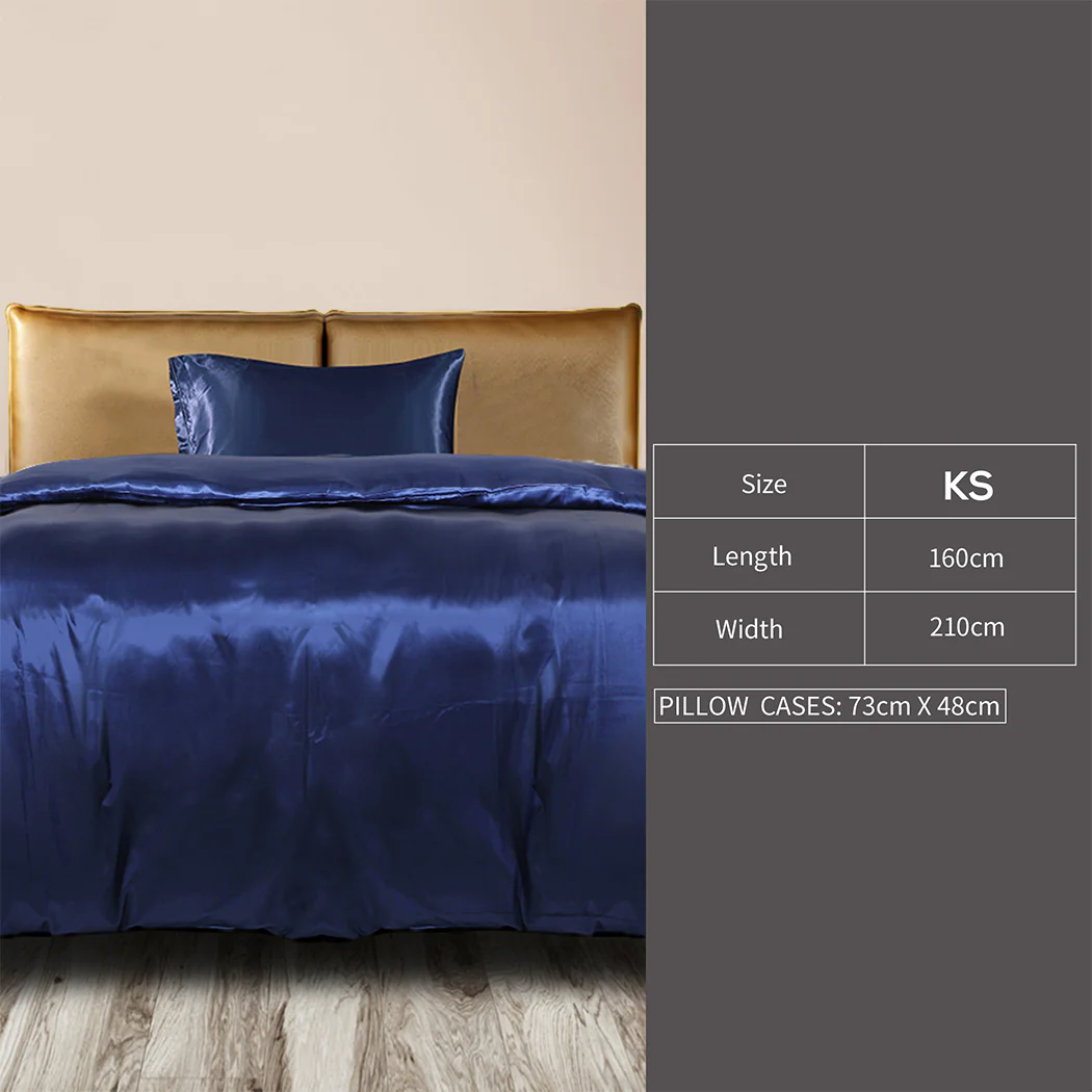 KING SINGLE Quilt Cover Set Bedspread Pillowcases - Summer Blue - Nurns