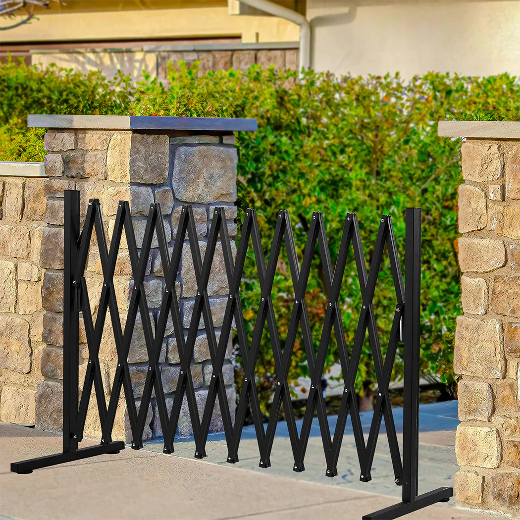 Garden Gate Security Pet Baby Fence Barrier Safety Aluminum Indoor Outdoor - Black - Nurns
