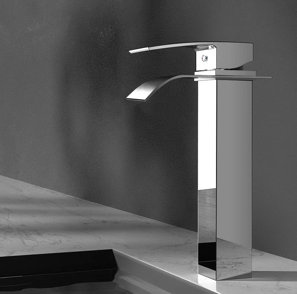 Bathroom Basin Mixer Tap Thin Tall Faucet Vanity Laundry Black - Nurns