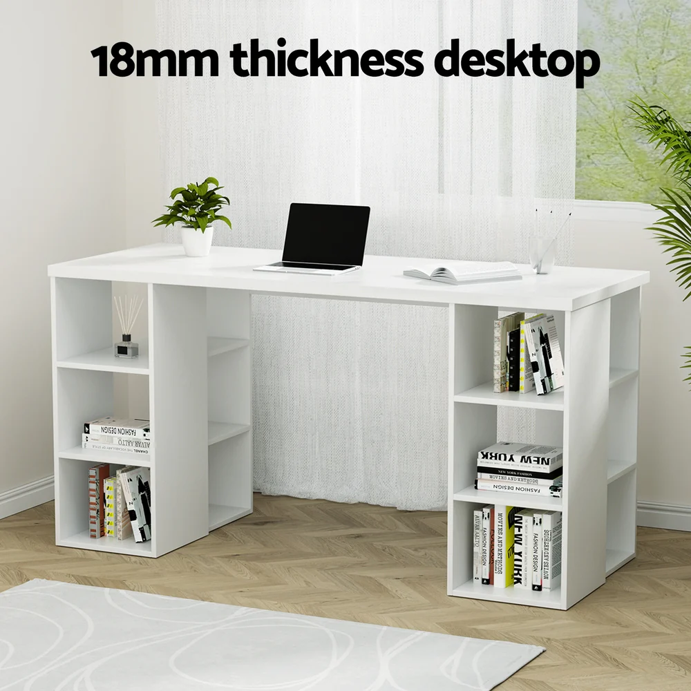 Artiss Computer Desk Bookshelf White 150cm - Nurns