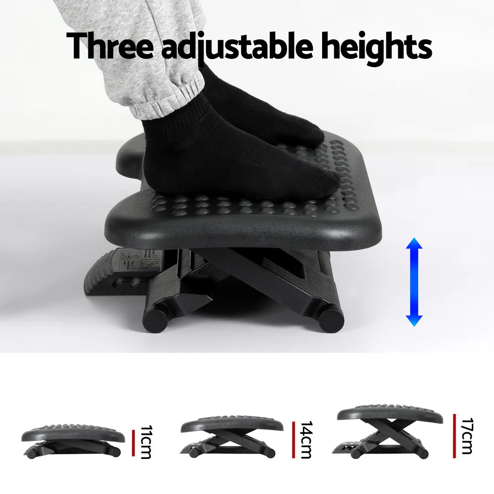 Artiss Foot Rest Stool Office Under Desk Angle Adjustable Footrest Massage Black - Nurns