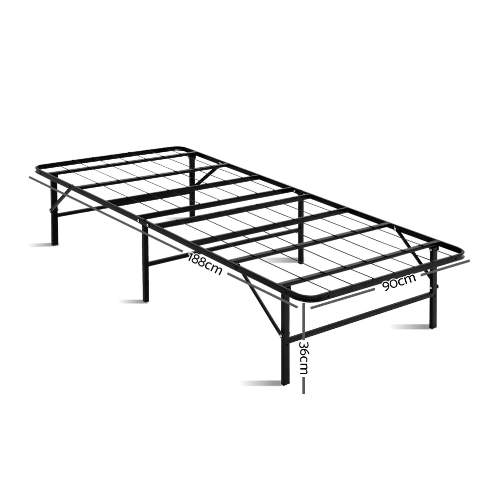 Garnet Bed & Mattress Package with 34cm Mattress - Black Single - Nurns