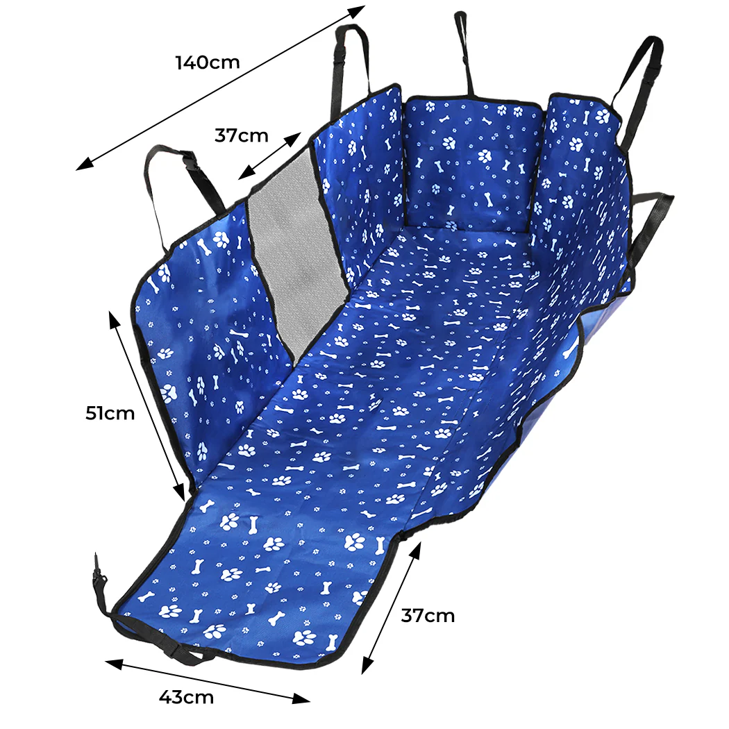 Pet Back Car Seat Cover Hammock Nonslip Dog Puppy Cat Waterproof Rear Blue - Blue - Nurns