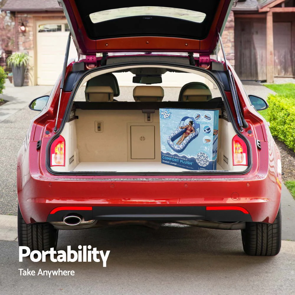 Inflatable Floating Float Lounger with Sunshade Canopy 1.98Mx1.12M Blue - Nurns