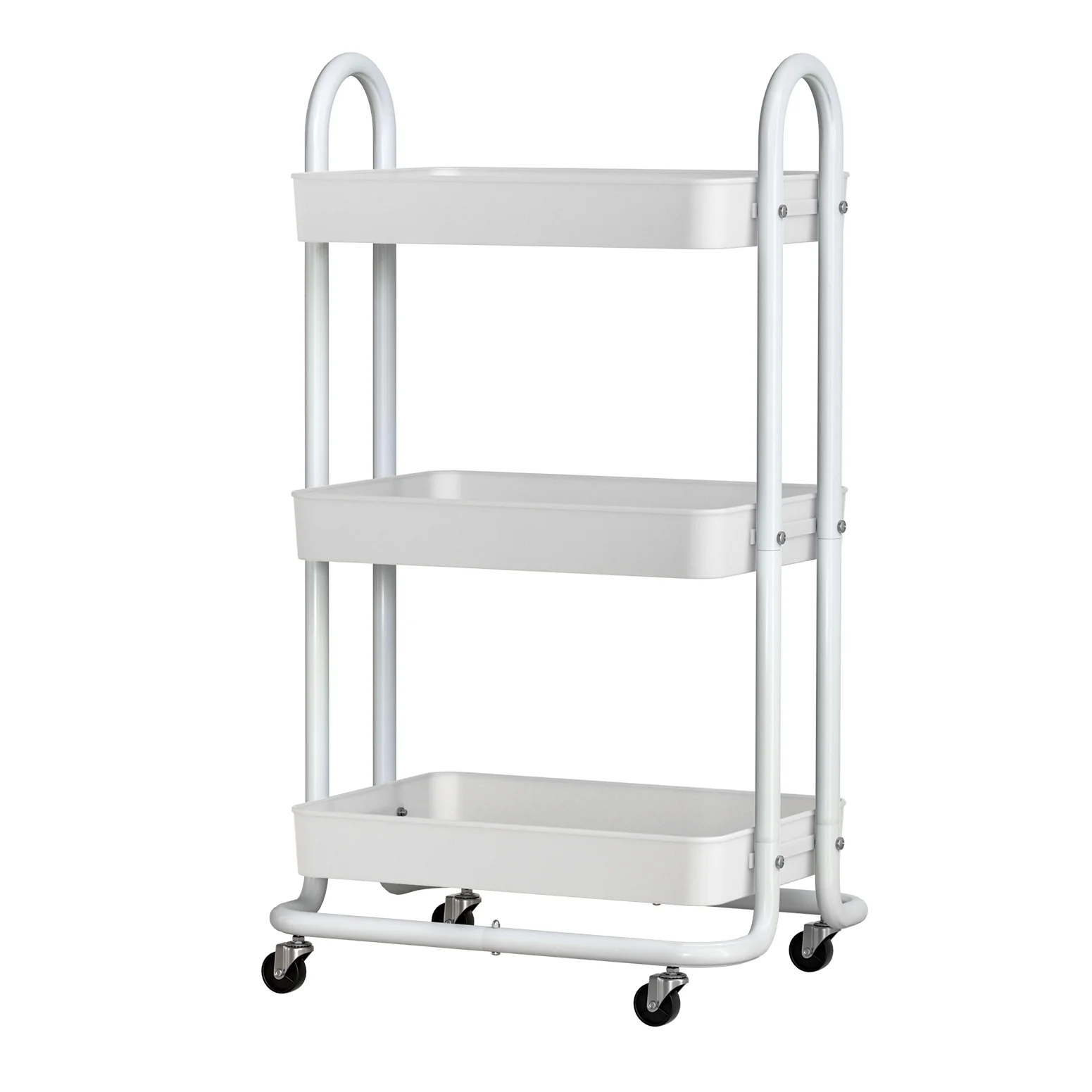 Storage Trolley Kitchen Cart 3 Tiers Rack Shelf Organiser Wheels White - Nurns