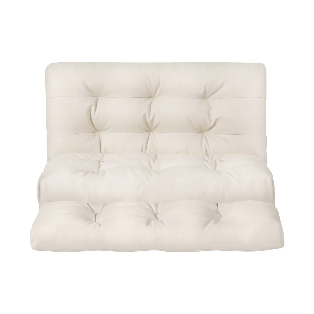 Micah 2-Seater Floor Lounge Sofa Bed Pillow Leather - White - Nurns