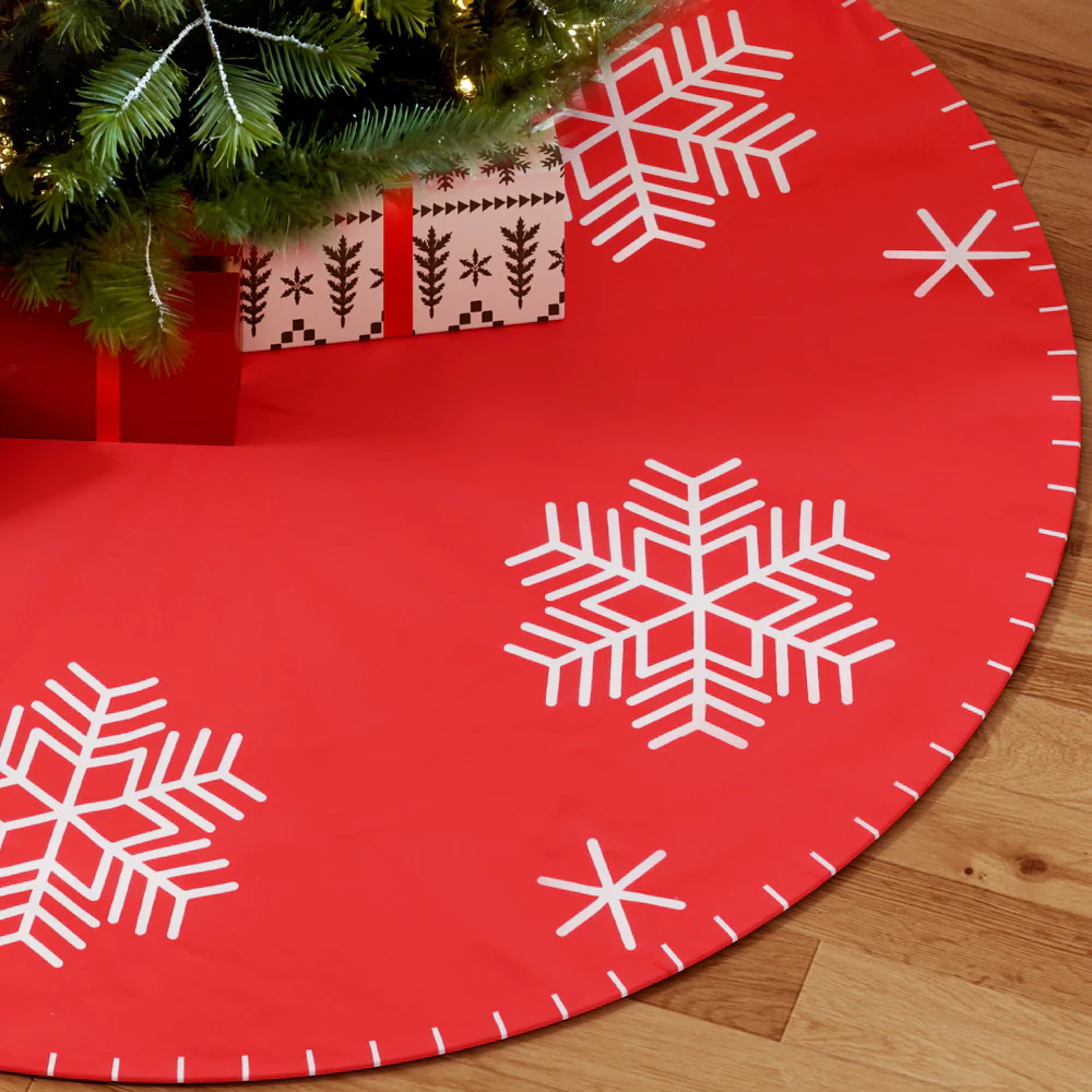 Christmas Tree Skirt 120cm Snowflake Ornaments Party Decorations - Nurns