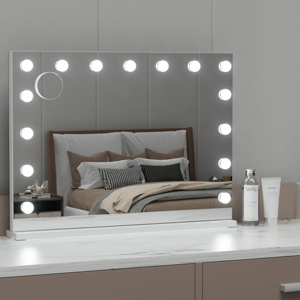 Bluetooth Makeup Mirror 80x58cm Hollywood with Light Vanity Wall 15 LED - Nurns