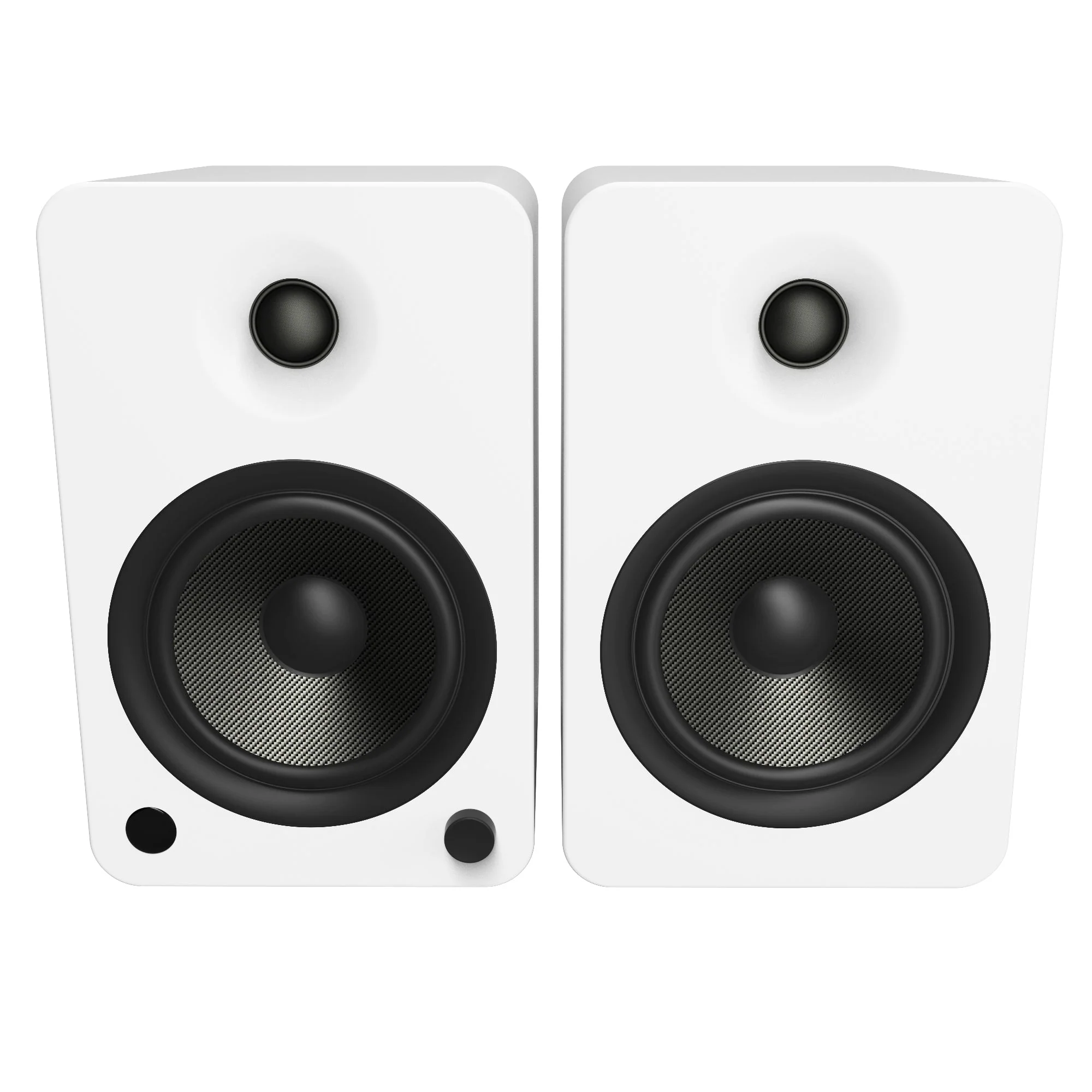 YU6 200W Powered Bookshelf Speakers with Bluetooth and Phono Preamp - Matte White - Nurns