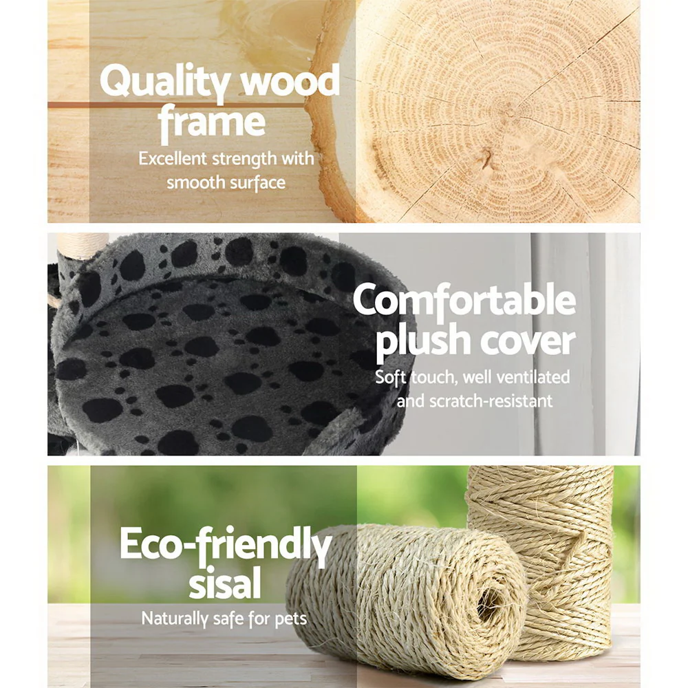 Cat Tree 120cm Trees Scratching Post Scratcher Tower Condo House Furniture 120cm - Dark Grey - Nurns