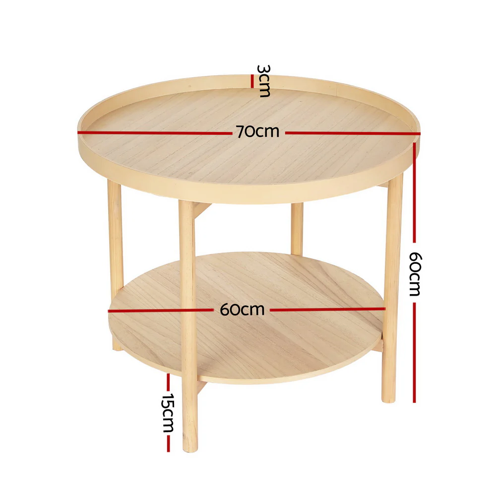 Ieremias Coffee Table 70cm Round - Pine - Nurns