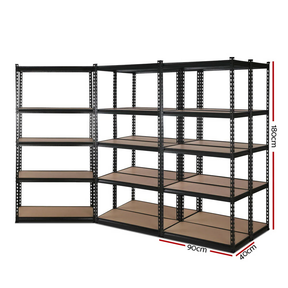 Giantz 5x1.8M Garage Shelving Warehouse Rack Pallet Racking Storage Shelve Black - Nurns