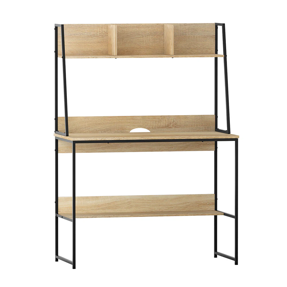 Artiss Computer Desk Bookshelf Storage 100cm Oak - Nurns