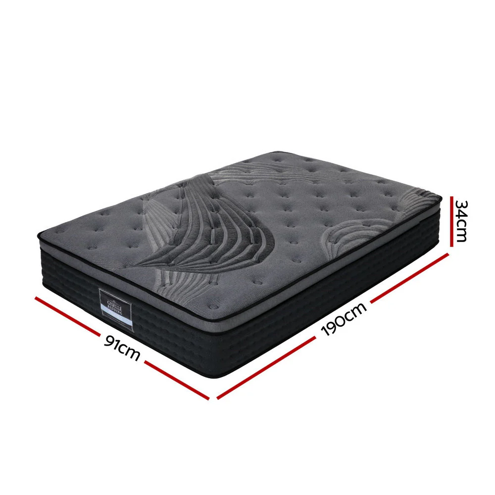 Garnet Bed & Mattress Package with 34cm Mattress - Black Single - Nurns