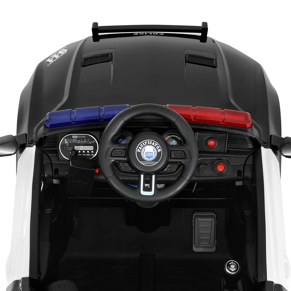 Kids Ride On Car Electric Patrol Police Cars Battery Powered Toys 12V - Black - Nurns