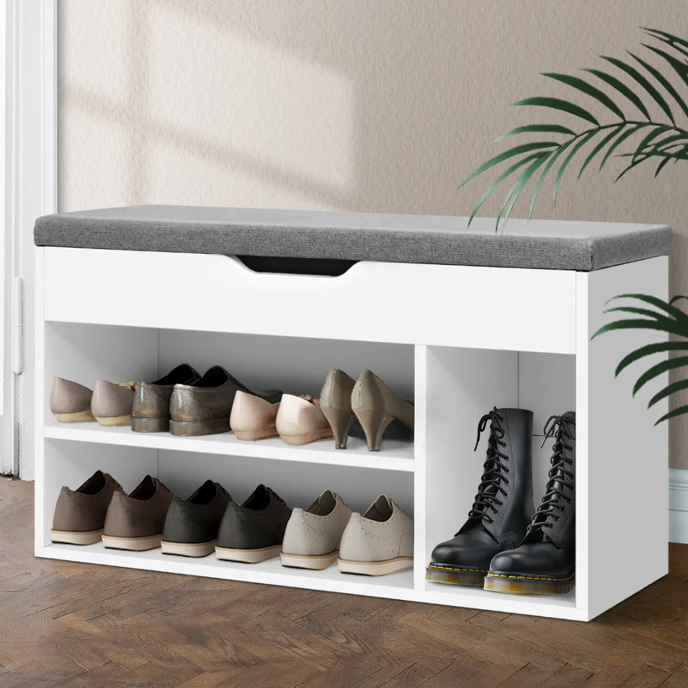 Artiss Shoe Rack Bench Shoe Cabinet White Allen - Nurns