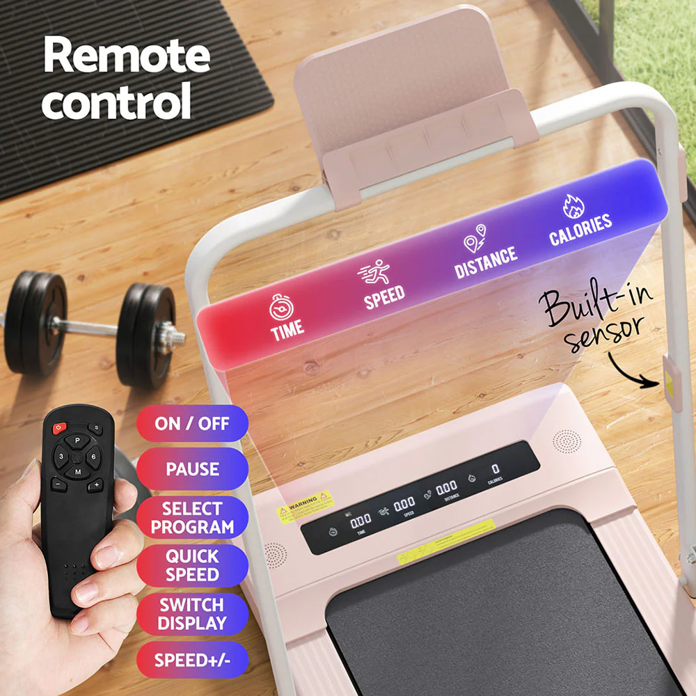 Everfit Treadmill Electric Walking Pad Under Desk Home Gym Fitness 400mm Pink - Nurns