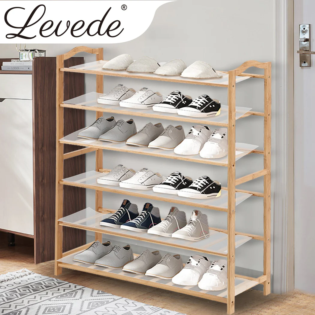Levede Bamboo Shoe Rack Storage Wooden 90cm - Nurns