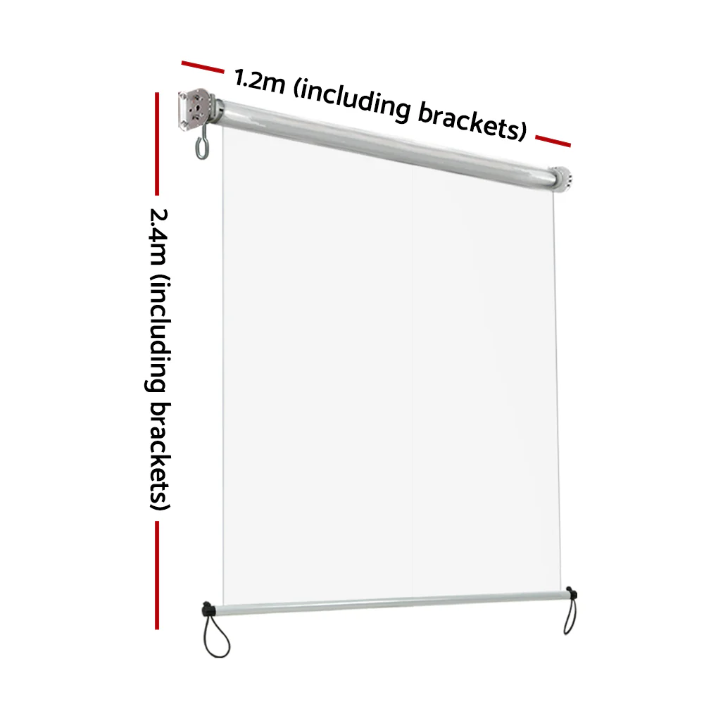 Instahut Outdoor Blinds Transparent Roll Down Awning Window Shade 1.2x2.4M - Nurns