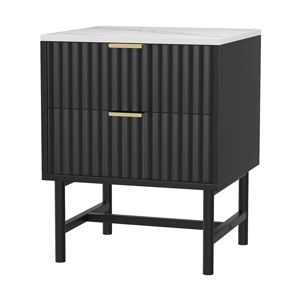 Montreal Bedside Tables Bedside Table with 2 Drawers - Black - Nurns