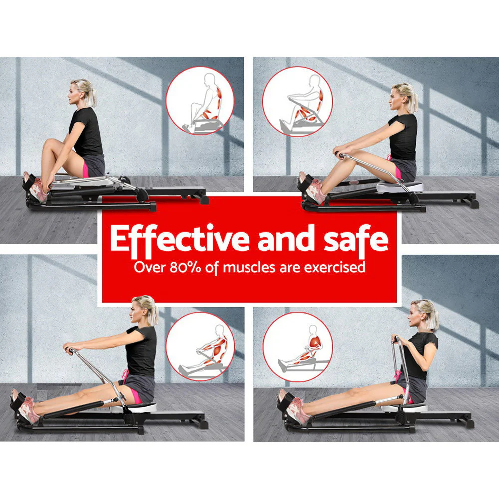 Everfit Rowing Machine Rower Hydraulic Resistance Fitness Gym Home Cardio - Nurns