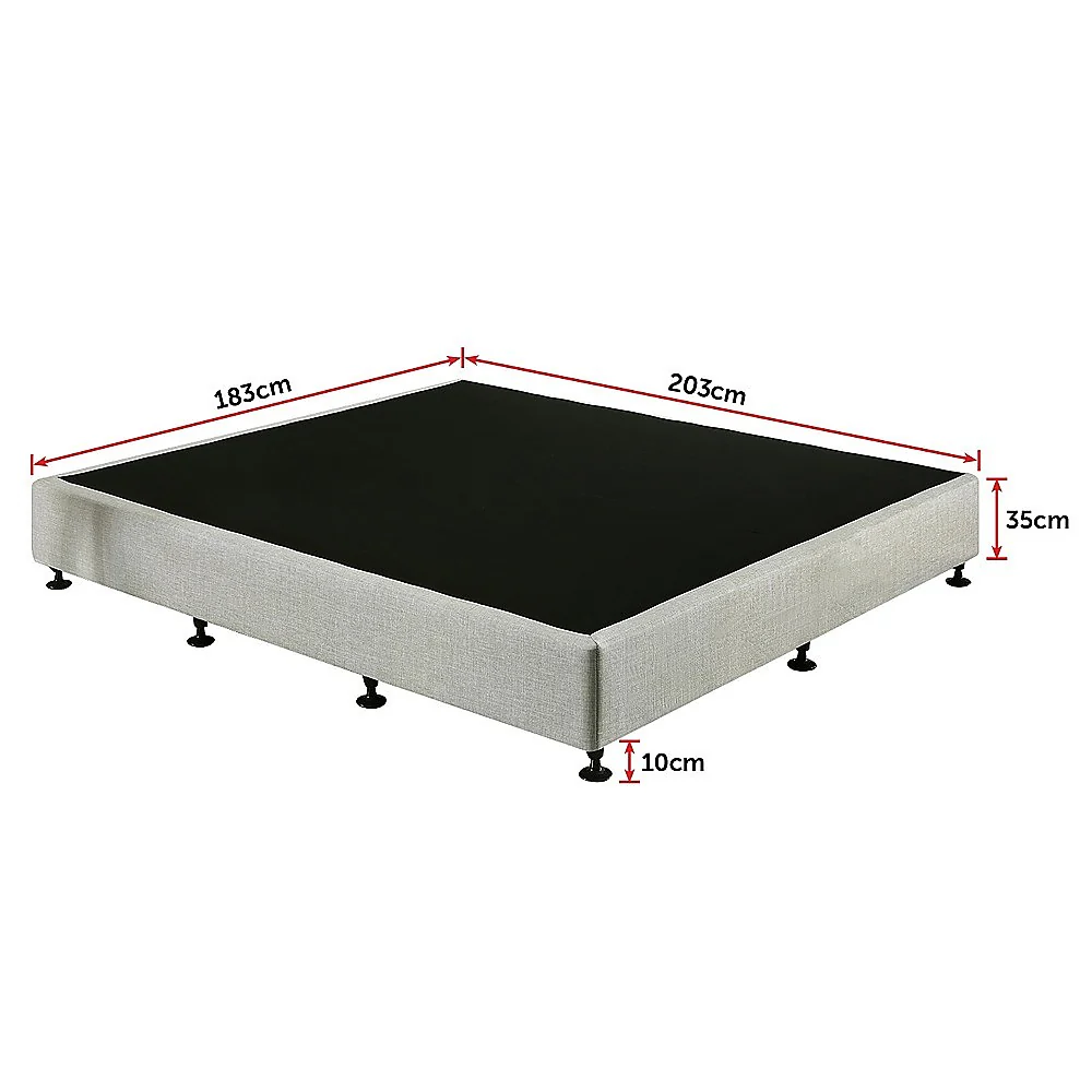 Frolic Ensemble Bed Base & Mattress Package with 34cm Mattress - Light Grey King - Nurns