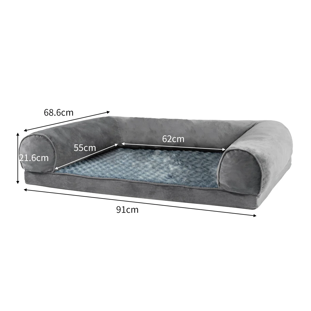 LARGE Dog Beds Pet Sofa Bedding Soft Warm Replacement Cover - Grey - Nurns