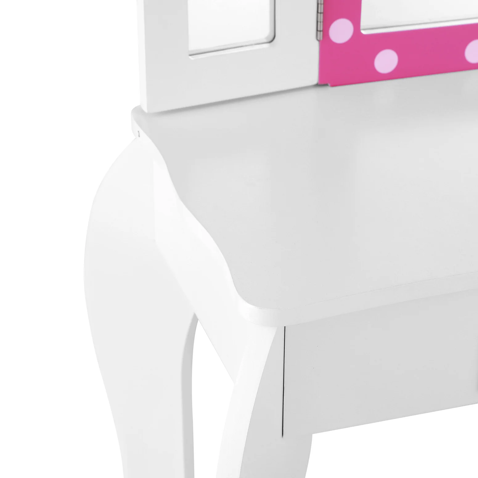 Kids Dressing Table Vanity Makeup Chair Set Wooden 3 Mirror Drawer - Pink - Nurns