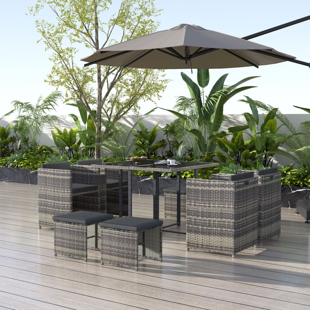 Horrocks 8 Seater Outdoor Dining Set-Grey - Nurns