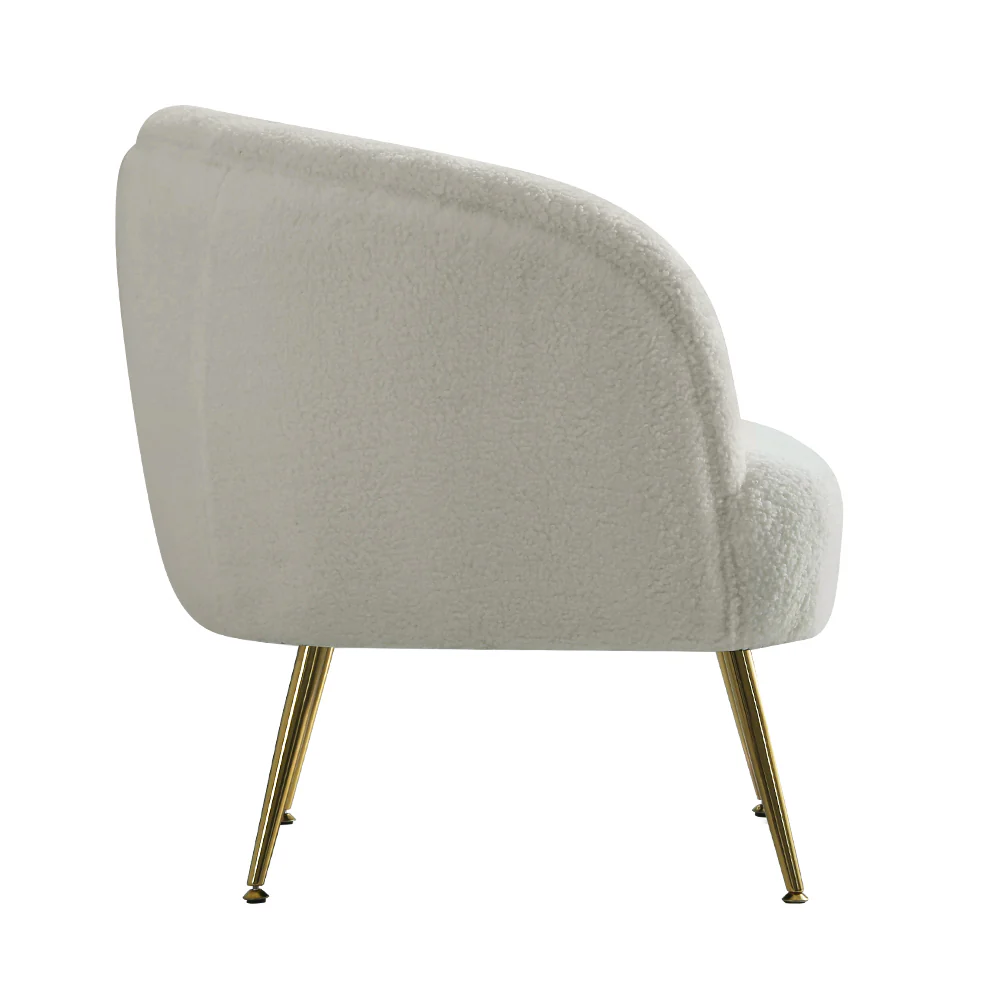 Macy Accent Sherpa Bouclé Lounge Armchair - White - Nurns