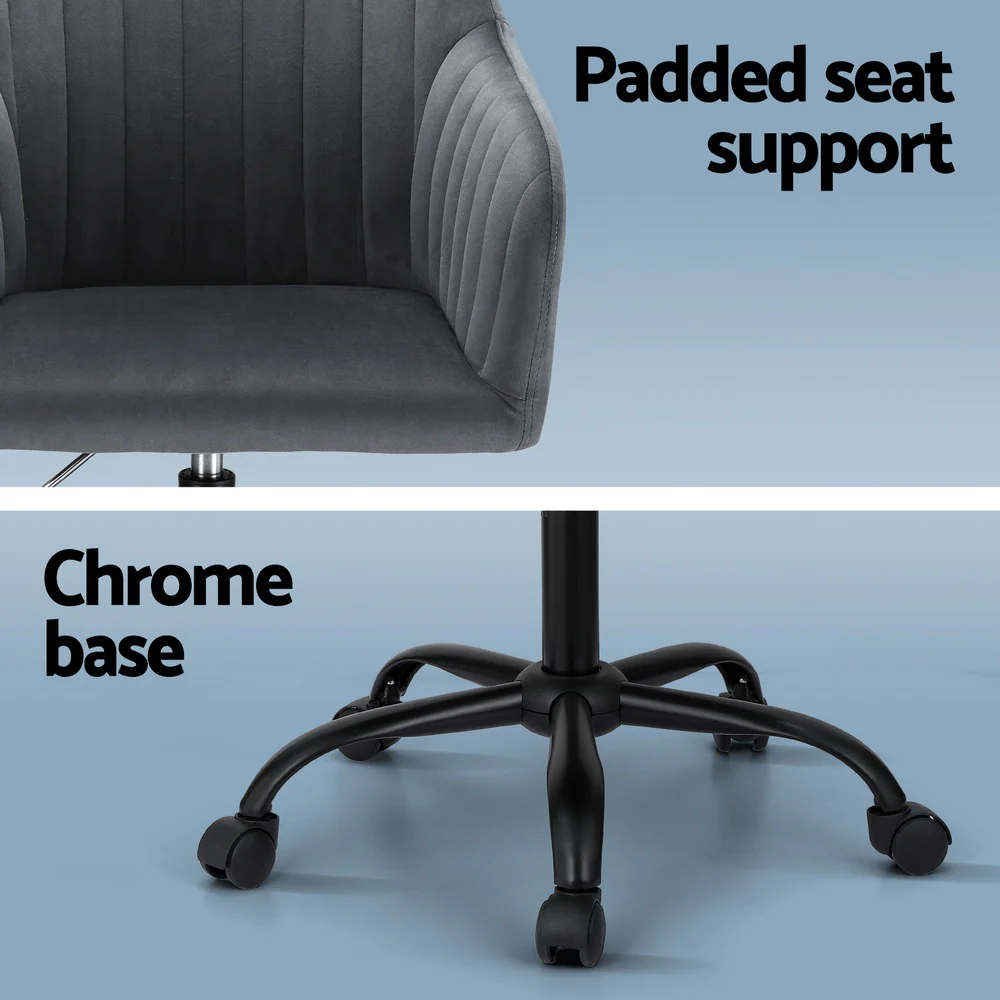 Artiss Office Chair Velvet Seat Dark Grey - Nurns