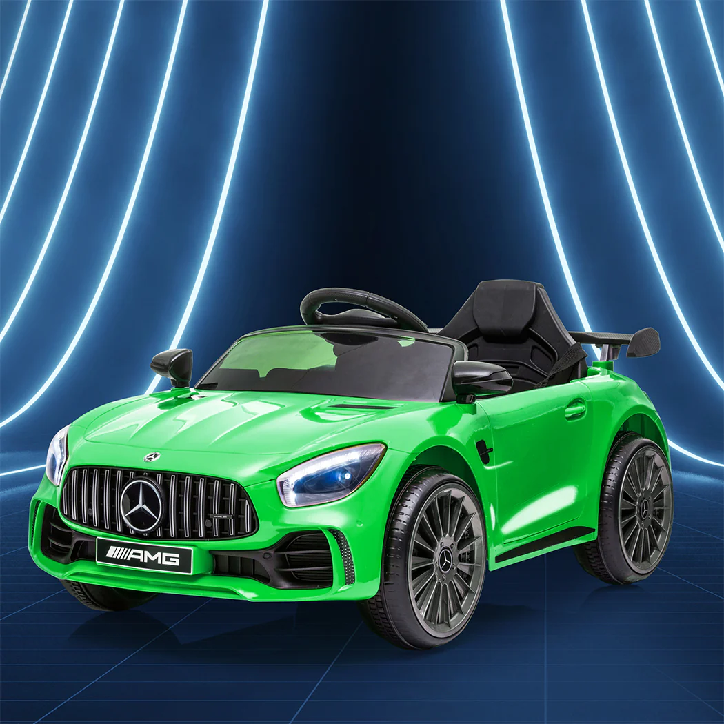 Kids Ride On Car 12V Battery Mercedes-Benz Licensed AMG GTR Toy Remote Control - Green - Nurns