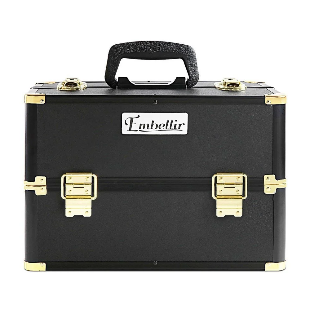 Portable Cosmetic Beauty Makeup Case - Black & Gold - Nurns