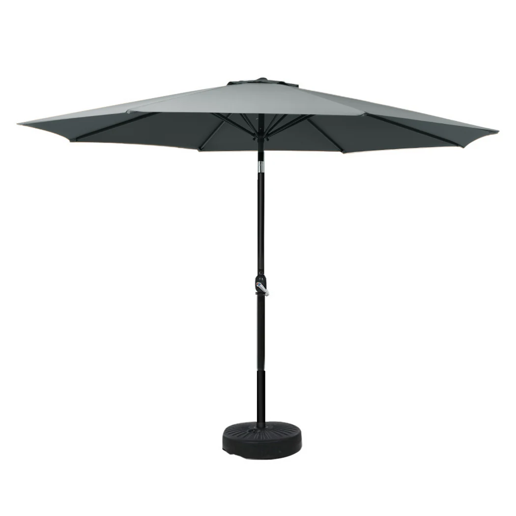 Instahut Outdoor Umbrella 3m Base Beach Pole Garden Tilt Sun Patio UV Charcoal - Nurns