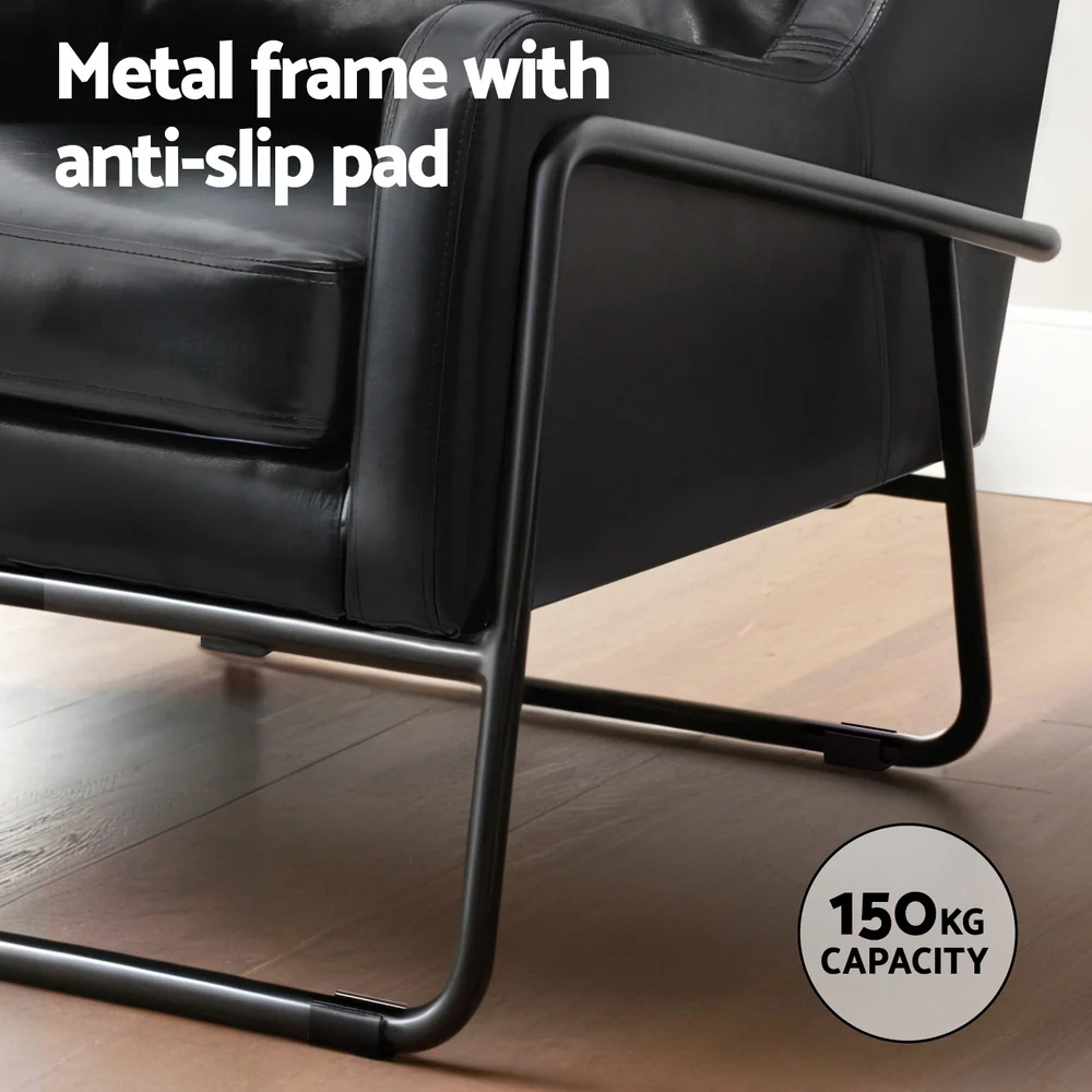 Milly Armchair Accent Chair PU Leather Wingback - Black - Nurns