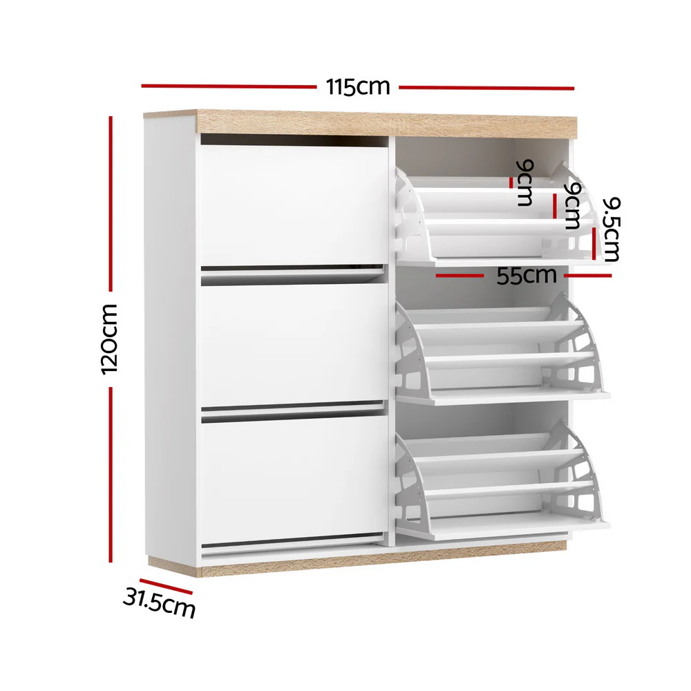 Artiss Shoe Rack Cabinet 3-Tier 45 Pairs White - Nurns