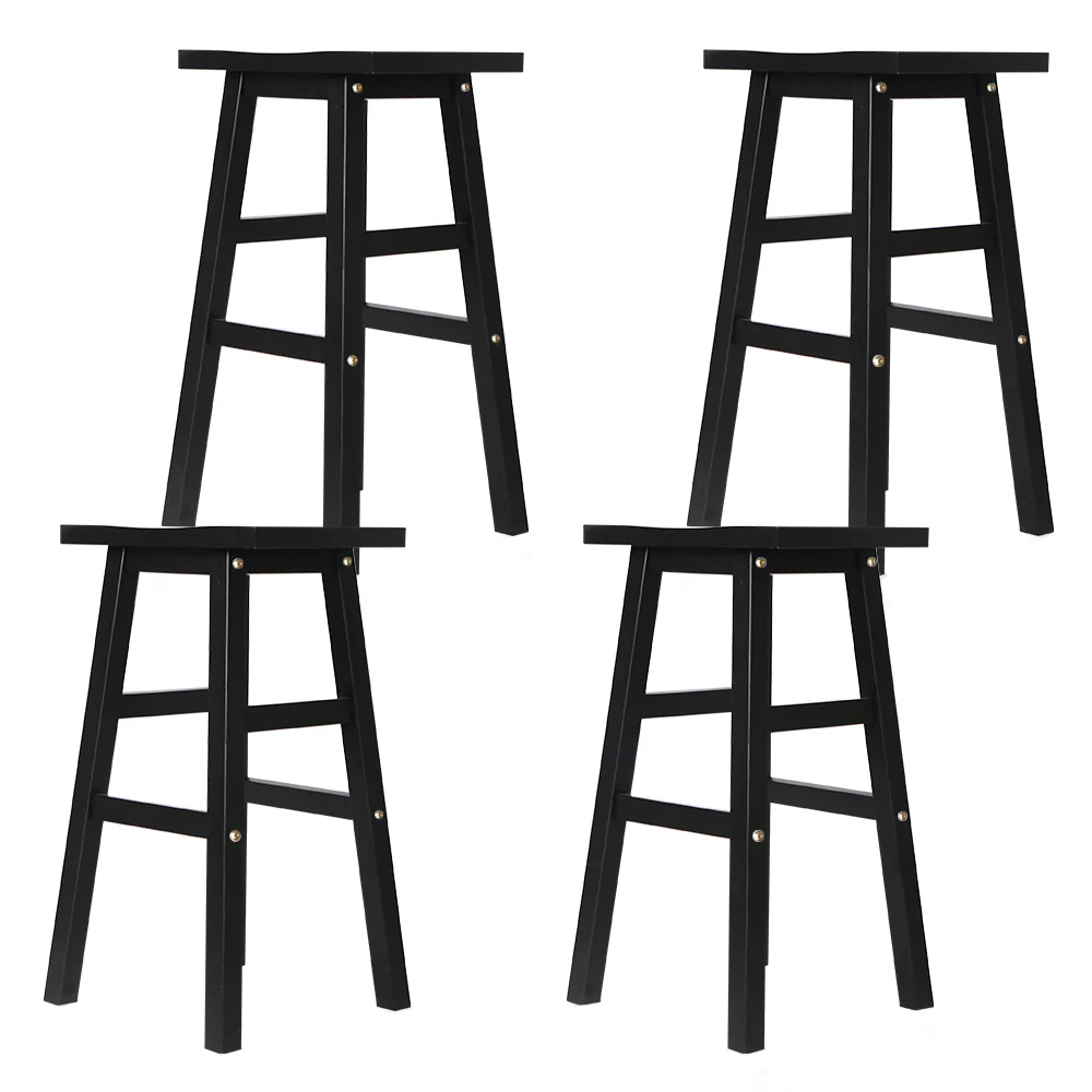 Set of 4 Lecce Beech Wood Bar Stools - Black - Nurns