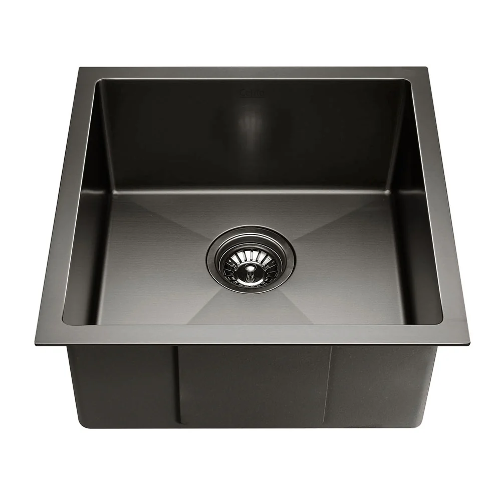 Cefito Kitchen Sink 51X45cm Stainless Steel Basin Single Bowl Black - Nurns