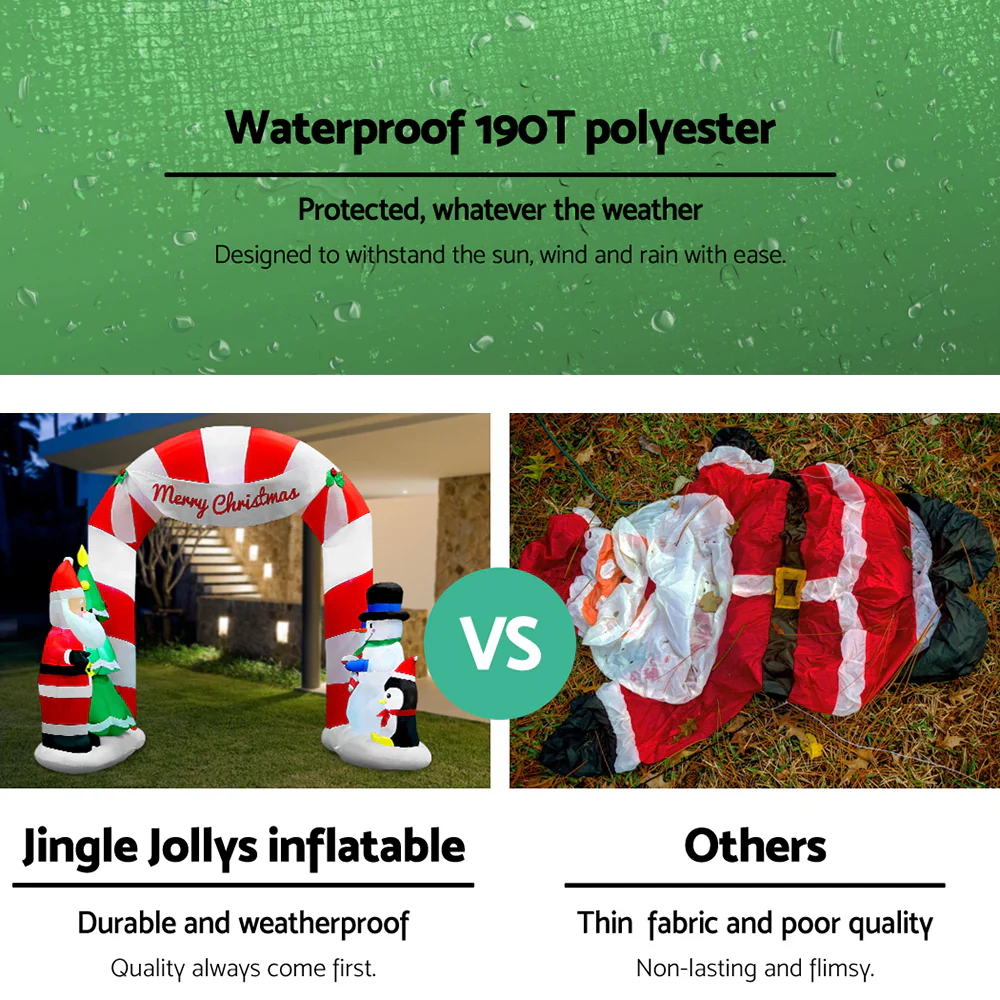 Archway Santa Christmas Inflatable Illuminated Xmas Decorations - 3M - Nurns