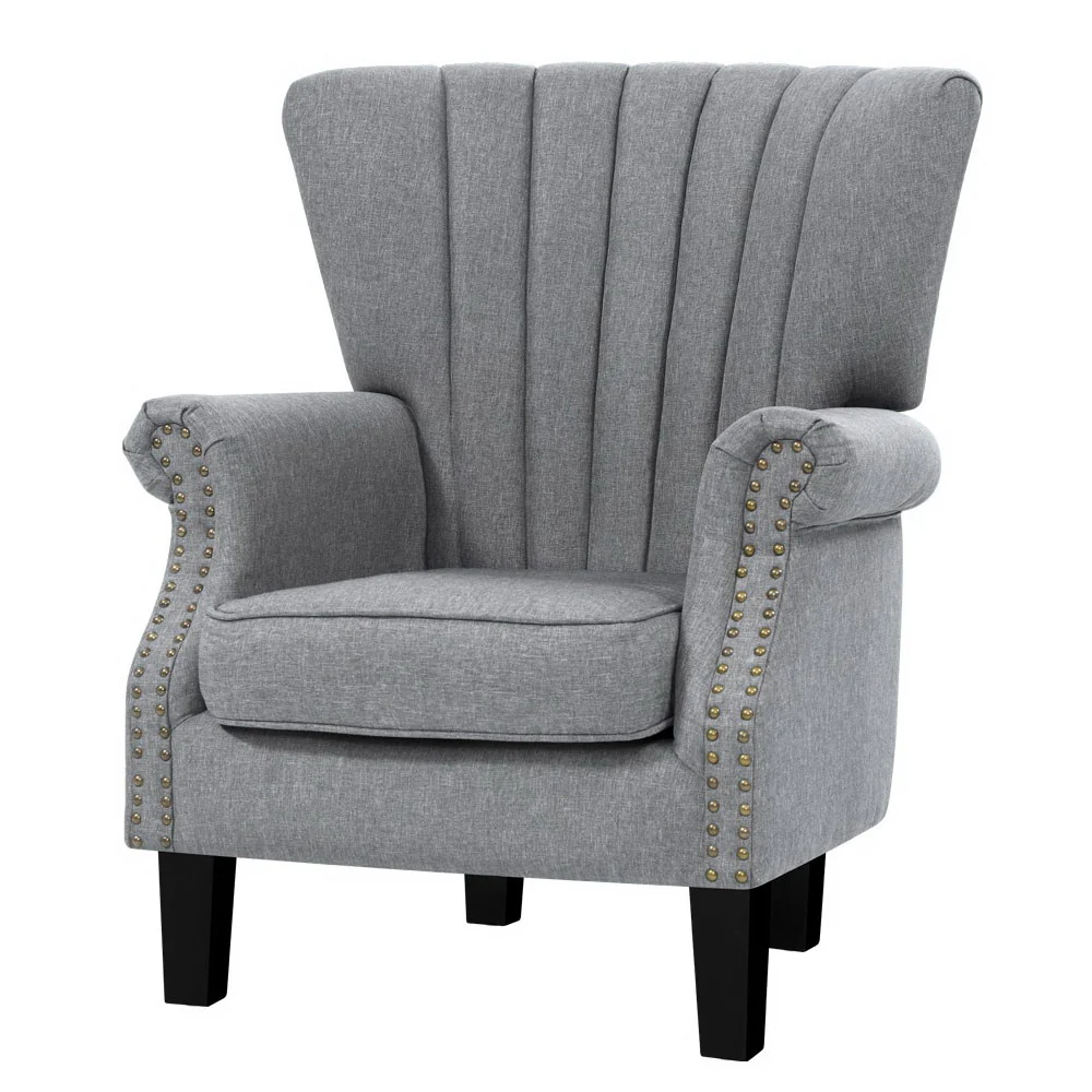 Marian Accent Fabric Lounge Armchair - Grey - Nurns