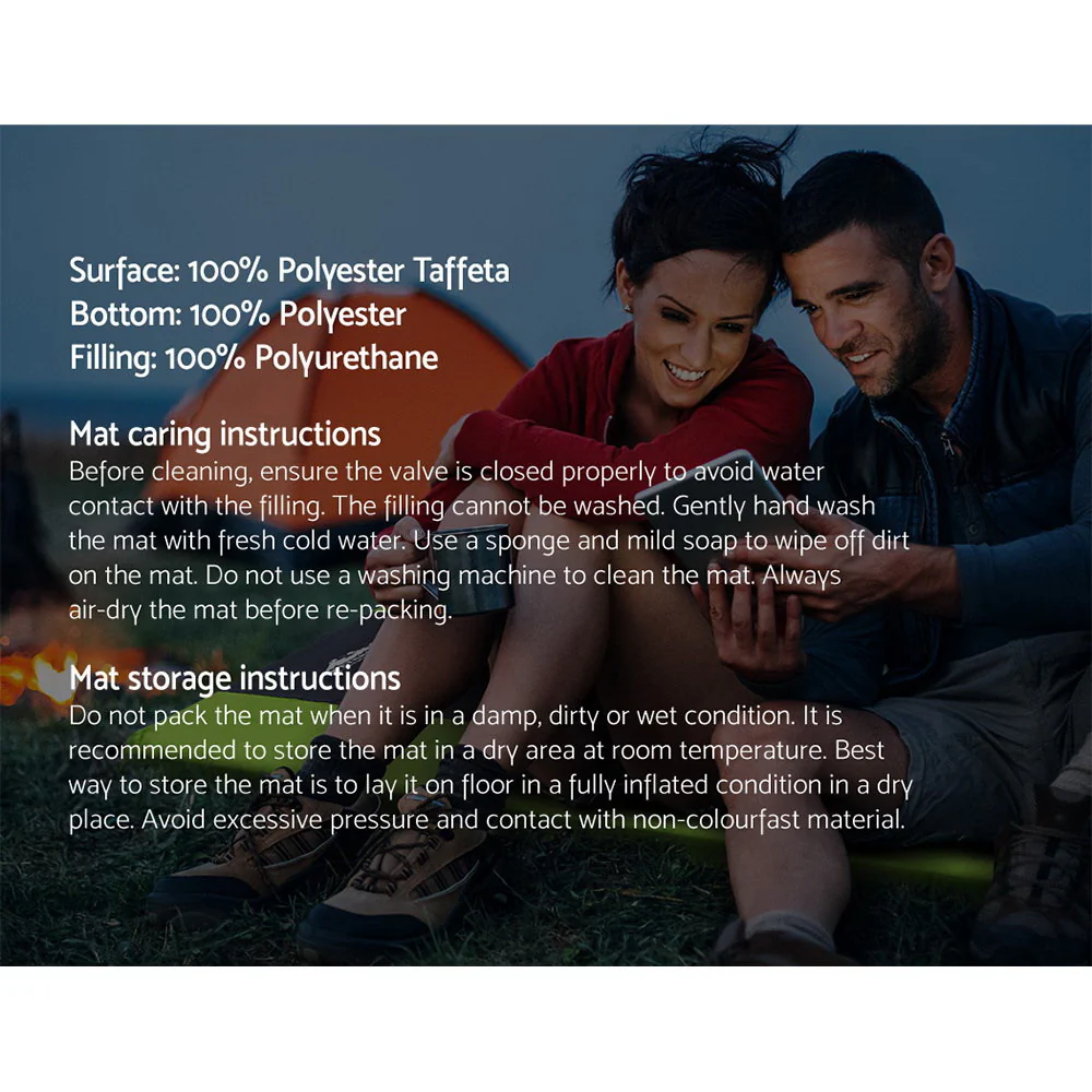 Self Inflating Mattress Camping Sleeping Mat Air Bed Pad - Green Double - Nurns