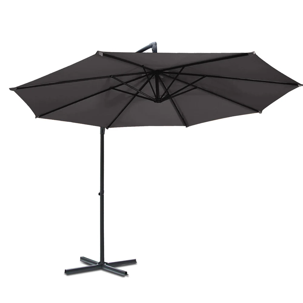 Instahut 3m Outdoor Umbrella Cantilever Beach Garden Patio Charcoal - Nurns