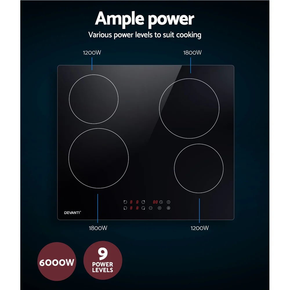 Devanti Electric Ceramic Cooktop 60cm Touch Control - Nurns
