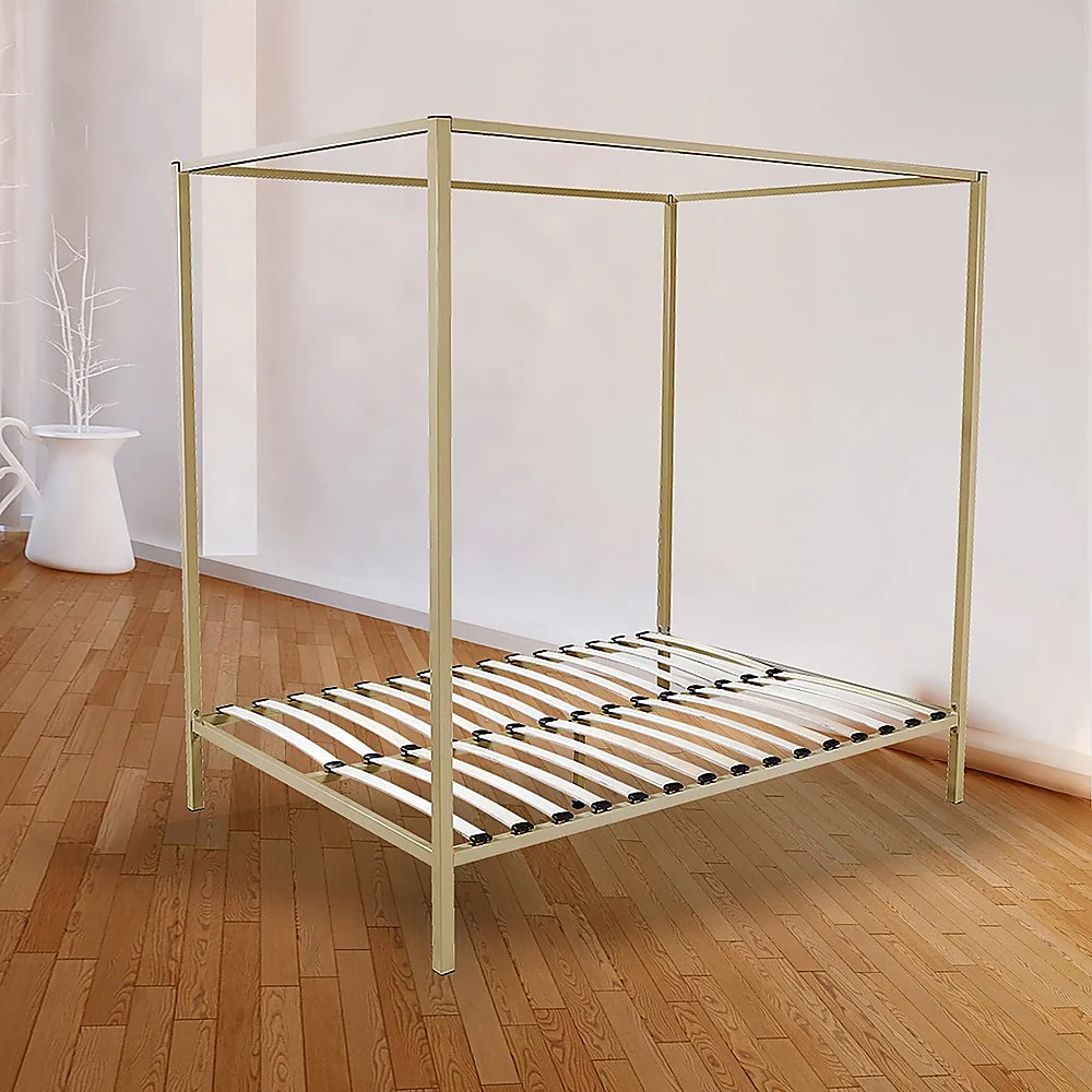 Lilian Four Poster Bed Frame - Gold Queen - Nurns