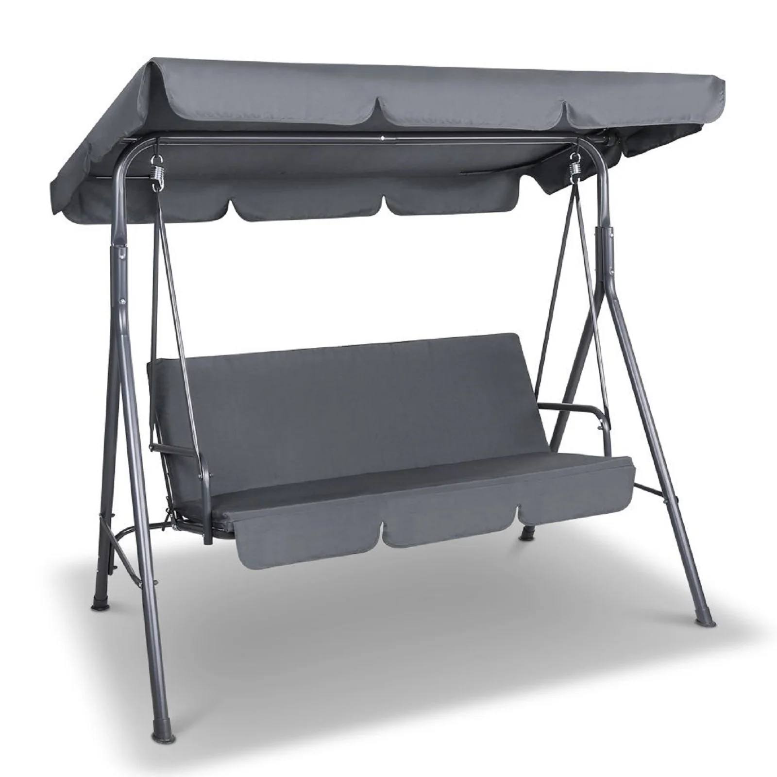 Colton Outdoor Swing Bench Seat Chair Canopy Furniture 3 Seater Garden Hammock - Grey - Nurns