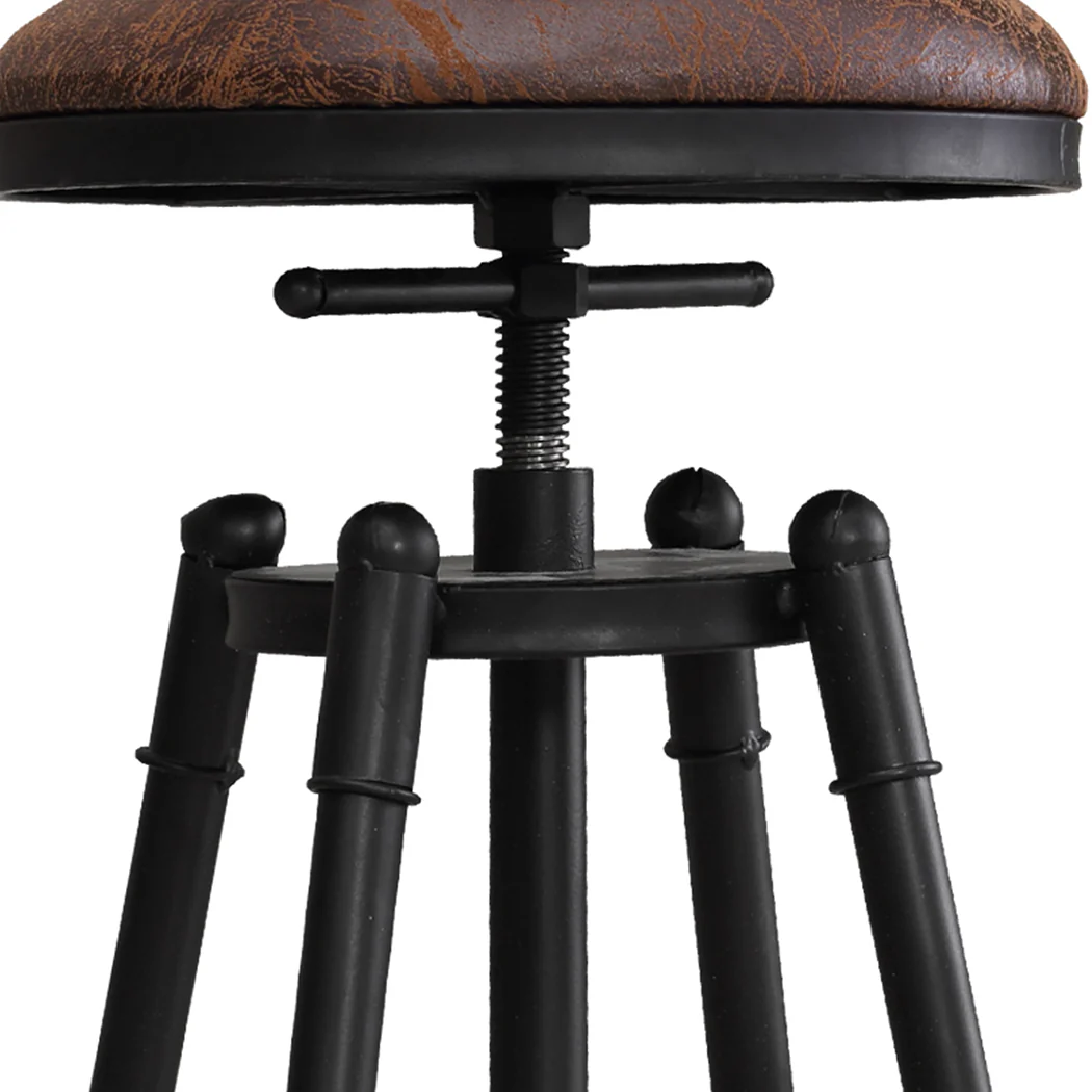 Set of 2 Trieste Rustic Industrial Bar Stool Kitchen Stool Barstool Swivel Dining Chair - Wood - Nurns