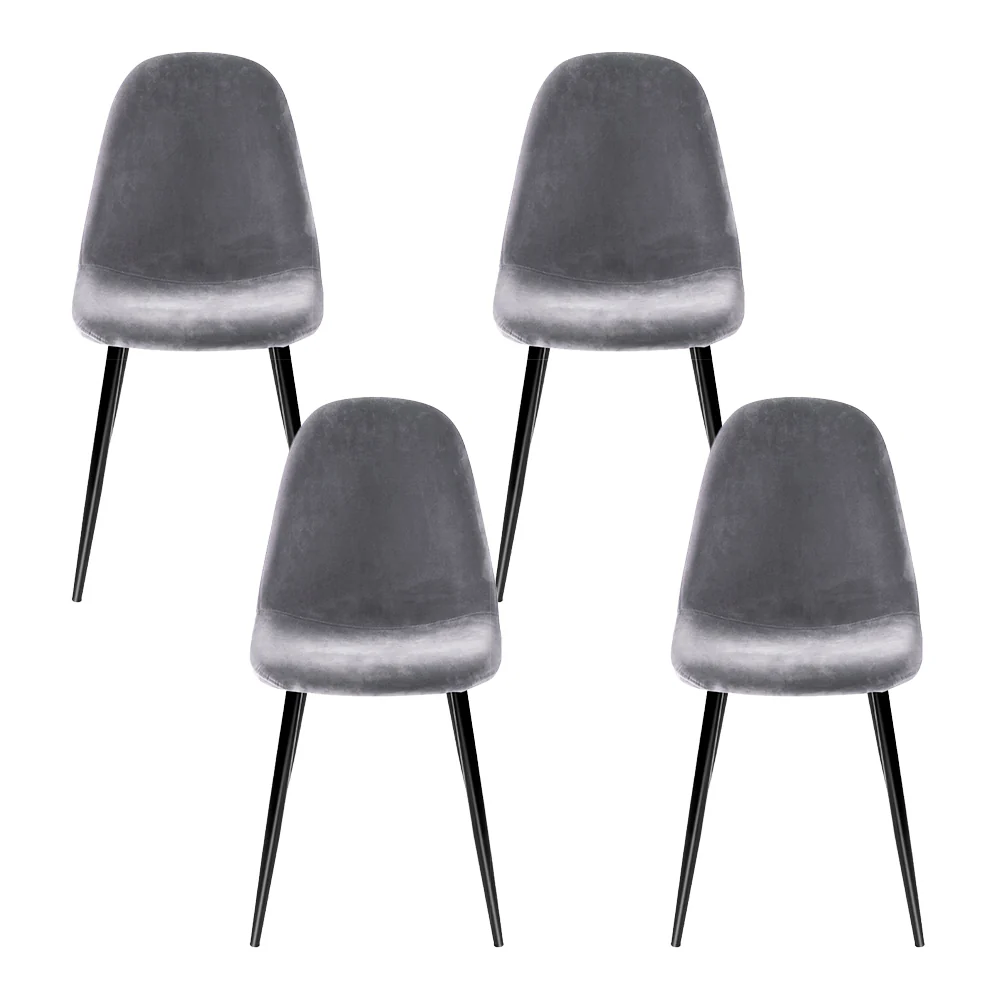 Randy Set of 4 Velvet Curved Slope - Grey - Nurns